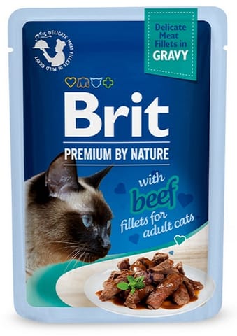⁨Brit Premium Cat Fillets with Beef sos saszetka 85g⁩ w sklepie Wasserman.eu