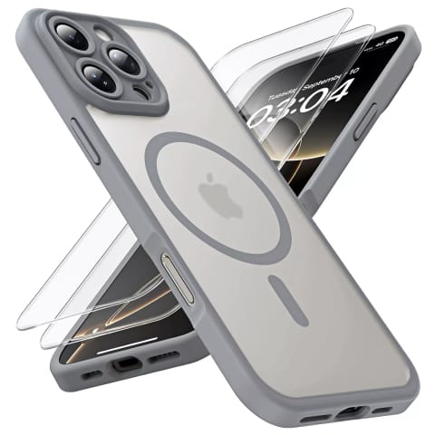 ⁨3w1 Zestaw Etui Hybrydowe + Szkło do Apple iPhone 16 Pro Max obudowa ochronna Hybrydowe MagSafe z ochroną obiektywu case + 2x Szkło hartowane ochronne na telefon Alogy 3in1 Case Pack Titanium Szare⁩ w sklepie Wasserman.eu