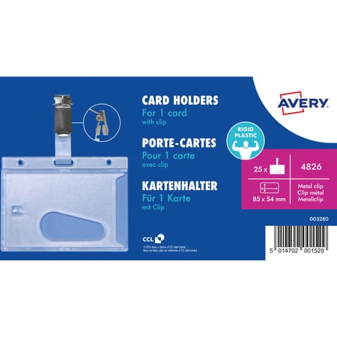 ⁨Holder plastikowy na karty 54x85mm (25 sztuk) 4826 AVERY⁩ w sklepie Wasserman.eu