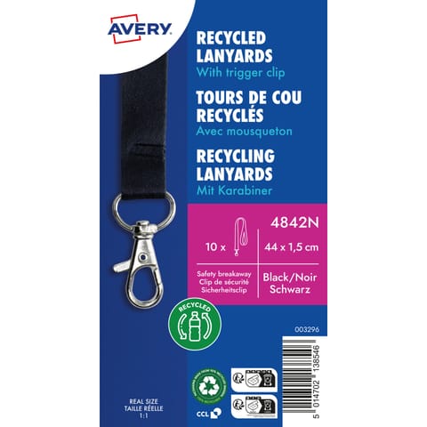 ⁨Smycz z karabińczykiem (10 sztuk) 440x15mm czarna 4842N AVERY⁩ w sklepie Wasserman.eu