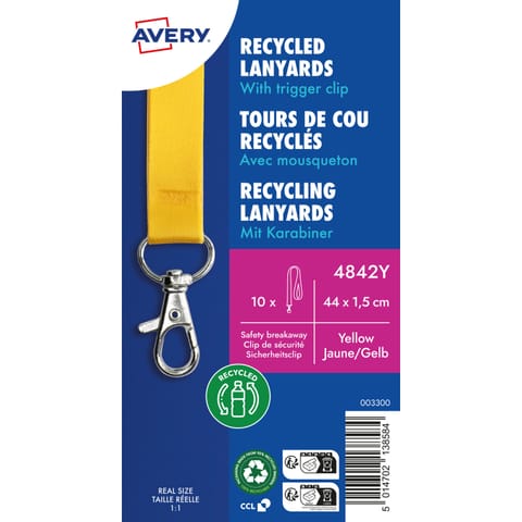 ⁨Smycz z karabińczykiem (10 sztuk) 440x15mm żółta 4842Y AVERY⁩ w sklepie Wasserman.eu