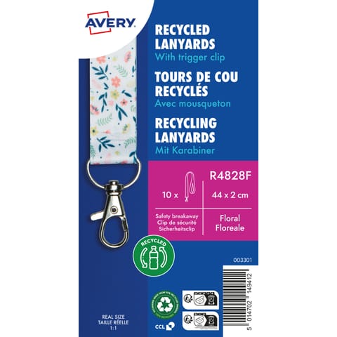 ⁨Smycz z karabińczykiem (10 sztuk) 440x20mm kwiaty R4828F AVERY⁩ w sklepie Wasserman.eu