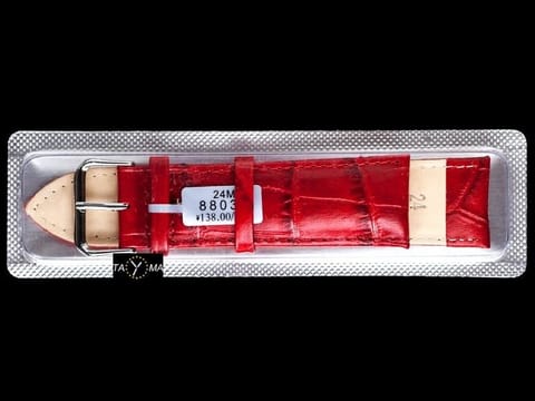 ⁨Pasek skórzany do zegarka w pudełku - czerwony - 24mm⁩ w sklepie Wasserman.eu