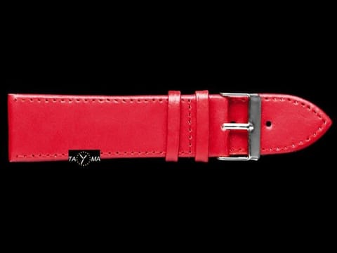 ⁨Pasek skórzany do zegarka - bordowy - 24mm⁩ w sklepie Wasserman.eu