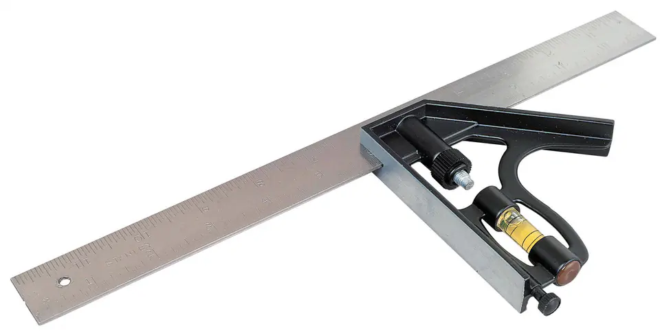 Kątownik uniwersalny 300mm/12", korpus metalowy z libelką w sklepie Wasserman.eu
