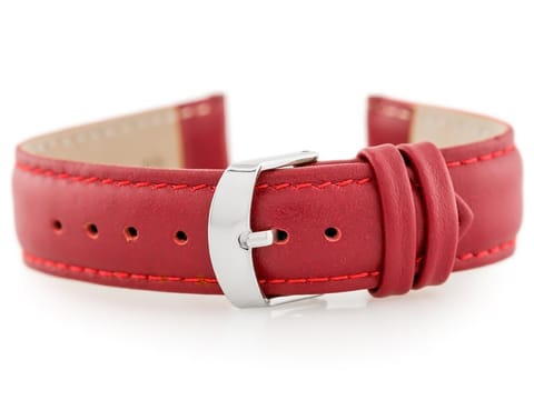 ⁨Pasek skórzany do zegarka W83 - czerwony - 22mm⁩ w sklepie Wasserman.eu