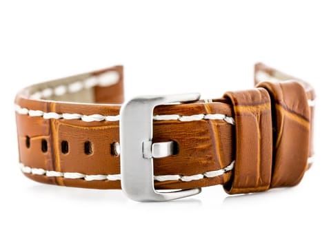 ⁨Pasek skórzany do zegarka W49 - camel/białe - 20mm⁩ w sklepie Wasserman.eu