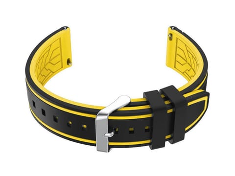 ⁨Pasek gumowy do zegarka U14 - czarny/żółty - 20mm⁩ w sklepie Wasserman.eu