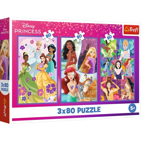 ⁨Puzzle - 3x80 - Księżniczki przyjaciółki - Disney Princess Trefl 34884⁩ w sklepie Wasserman.eu