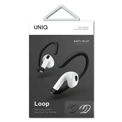 ⁨UNIQ nakładki Loop Sports Ear Hooks AirPods biały-czarny/white-black dual pack⁩ w sklepie Wasserman.eu
