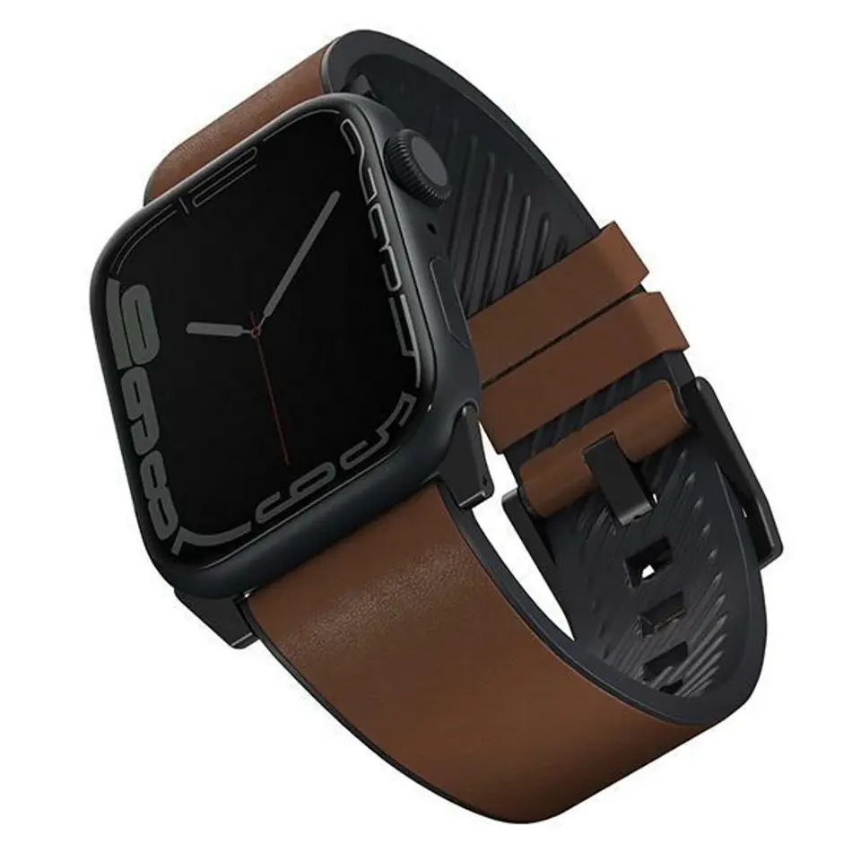 ⁨UNIQ pasek Straden Apple Watch Series 4/5/6/7/8/SE/SE2/Ultra 42/44/45mm. Leather Hybrid Strap brązowy/brown⁩ w sklepie Wasserman.eu