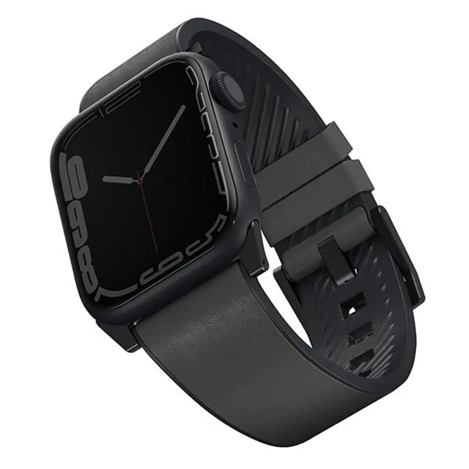 ⁨UNIQ pasek Straden Apple Watch Series 4/5/6/7/8/SE/SE2/Ultra 42/44/45mm. Leather Hybrid Strap grey/szary⁩ w sklepie Wasserman.eu
