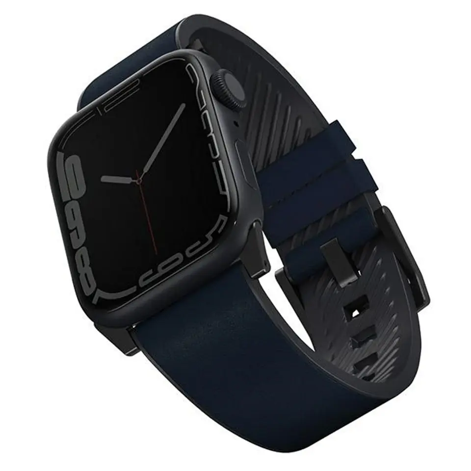 ⁨UNIQ pasek Straden Apple Watch Series 1/2/3/4/5/6/7/8/9/SE/SE2/Ultra/Ultra 2 42/44/45/49mm. Leather Hybrid Strap niebieski/blue⁩ w sklepie Wasserman.eu
