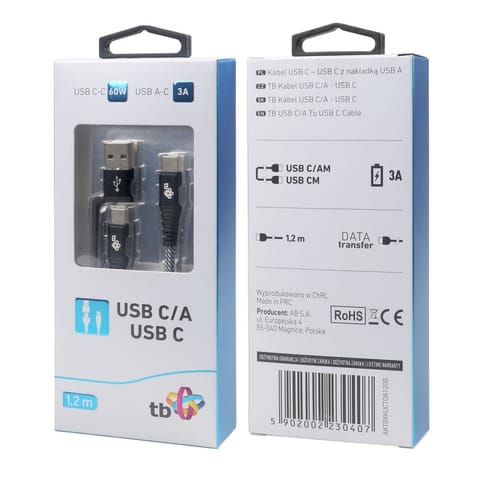 ⁨USB A/C - USB C Cable 1,2 m black⁩ at Wasserman.eu