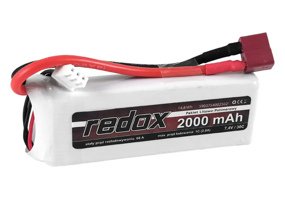 ⁨Redox ASG 2000 mAh 7,4V 30C DEAN (scalony) - pakiet LiPo⁩ w sklepie Wasserman.eu