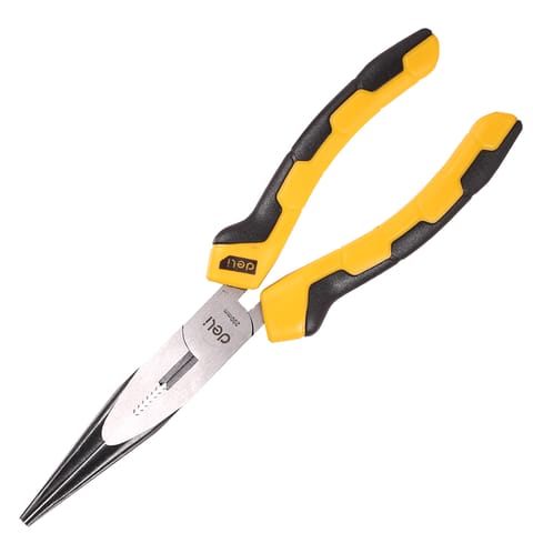⁨Szczypce wydłużone proste Deli Tools EDL2108, 8" (żółte)⁩ w sklepie Wasserman.eu