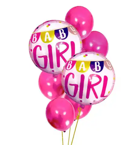 ⁨Balony na urodziny babyshower girl 7szt. 30-46cm⁩ w sklepie Wasserman.eu