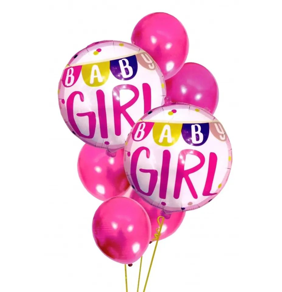 Balony na urodziny babyshower girl 7szt. 30-46cm w sklepie Wasserman.eu