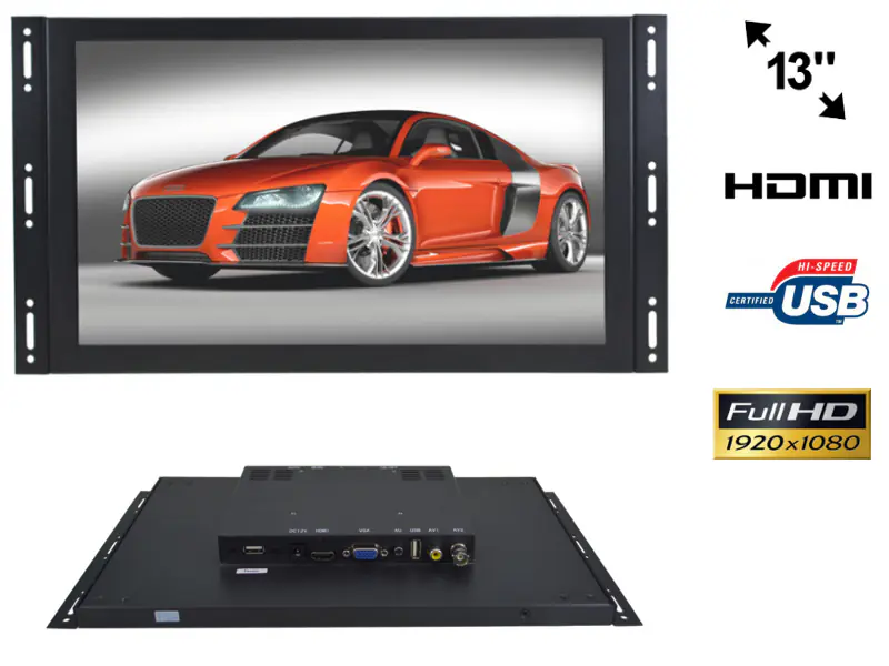 ⁨Monitor dotykowy IPS open frame LED 13"FULL HD VGA HDMI USB AV 12V 230V⁩ w sklepie Wasserman.eu