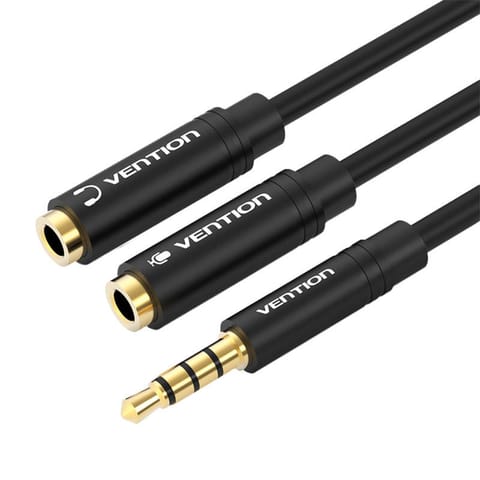 ⁨Kabel audio 3,5mm męski do 2x3,5 mm żeński Vention BBVBY 0,3m (czarny)⁩ w sklepie Wasserman.eu