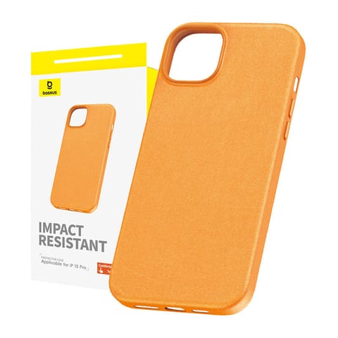 ⁨Etui na telefon iPhone15 Pro Baseus Fauxther Series (Pomarańczowy)⁩ w sklepie Wasserman.eu