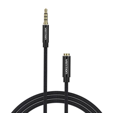 ⁨Kabel audio TRRS 3,5mm męski do 3,5mm żeński Vention BHCBF 1m czarny⁩ w sklepie Wasserman.eu