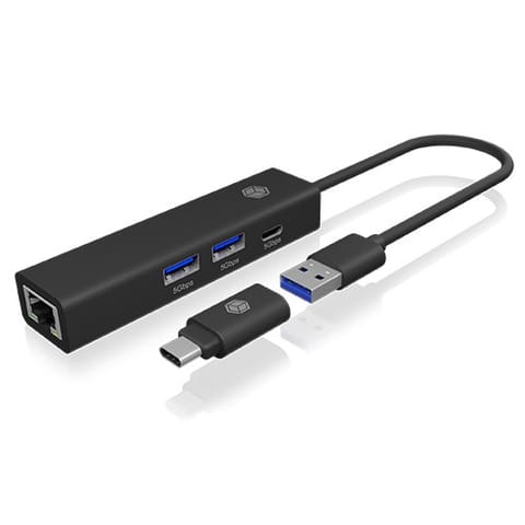 ⁨Hub IB-HUB1439-LAN 4w1 HUB, 1x USB-C, 2xUSB-A, 1x LAN⁩ w sklepie Wasserman.eu