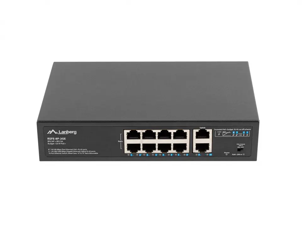 Swich 8X100MB POE+/2X 1GB rack RSFE-8P-2GE-120 w sklepie Wasserman.eu
