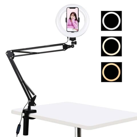Puluz LED Clip Ring Lamp / Desk Tripod 20cm vlog/stream for Phone PKT3089B at Wasserman.eu