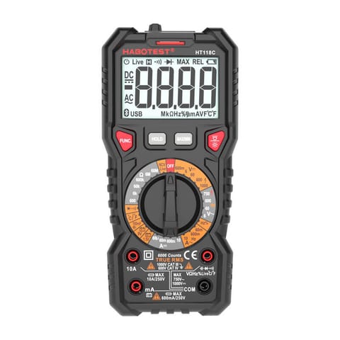 Habotest HT118C digital multimeter with flashlight, True RMS, NCV, battery testing at Wasserman.eu