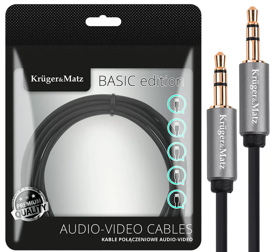 ⁨Kabel jack jack 3,5mm 1m Kruger&Matz KM1226⁩ w sklepie Wasserman.eu