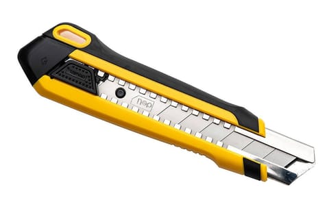 ⁨Knife with angled blade Deli Tools EDL025, SK4, 25mm (yellow)⁩ at Wasserman.eu