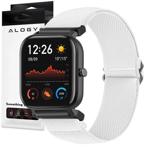 ⁨Pasek elastyczny Uniwersalny nylonowy Alogy Nylon opaska do zegarka Smartwatcha 20mm biały⁩ w sklepie Wasserman.eu