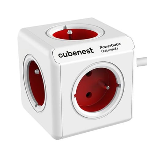 ⁨Cubenest - PowerCube, 1.5m, Extended, czerwona, POWERCUBE, 5 gniazd⁩ w sklepie Wasserman.eu