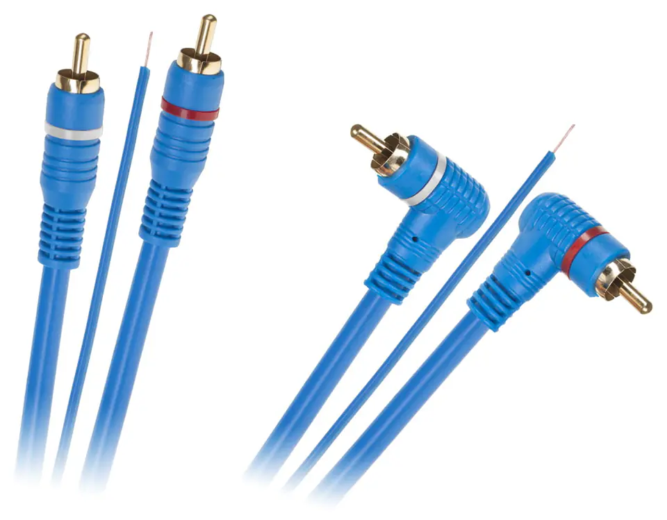 ⁨Kabel 2 x RCA - 2 x RCA + żyła 5m kątowo – prosty⁩ w sklepie Wasserman.eu