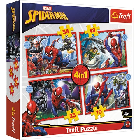 ⁨Puzzle - 4w1 - Bohaterski Spider-Man Trefl  34384⁩ w sklepie Wasserman.eu