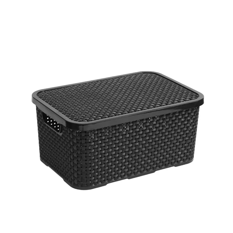 ⁨Koszyk rattanowy z pokrywą 7L antracyt⁩ w sklepie Wasserman.eu