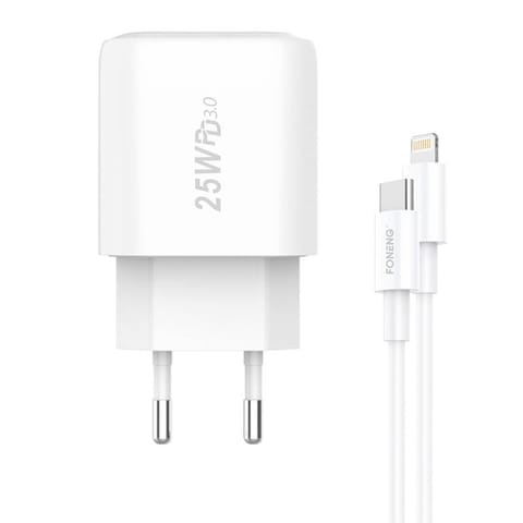 ⁨Ładowarka sieciowa Foneng EU40 + kabel Typ-C do Lightning 25W⁩ w sklepie Wasserman.eu
