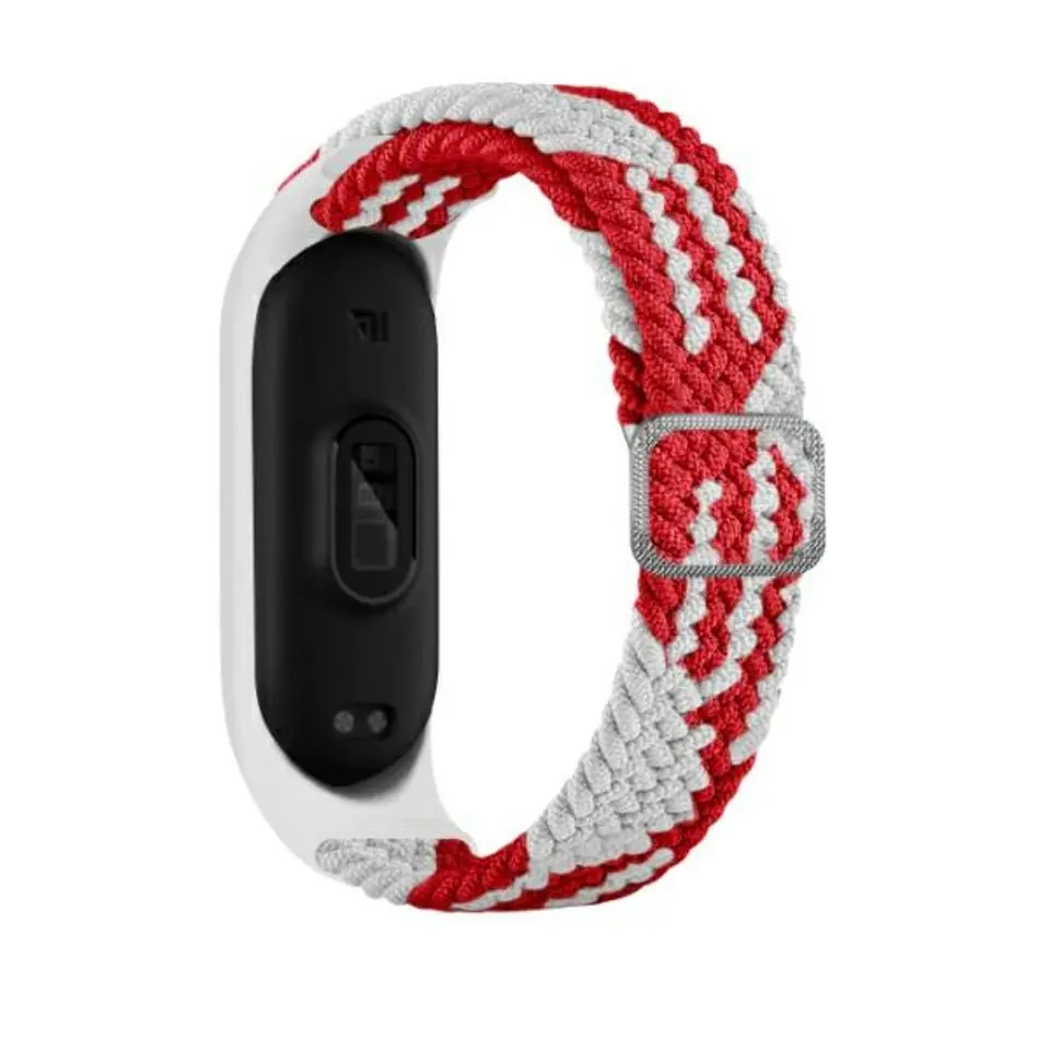 ⁨Beline pasek Mi Band 3/4 Textile red/white  czerwony/biały⁩ w sklepie Wasserman.eu