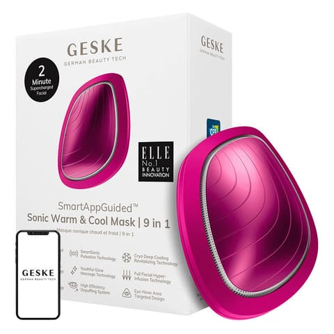 ⁨Soniczny masażer do twarzy Cool & Warm 9w1 Geske z Aplikacją (magenta)⁩ w sklepie Wasserman.eu
