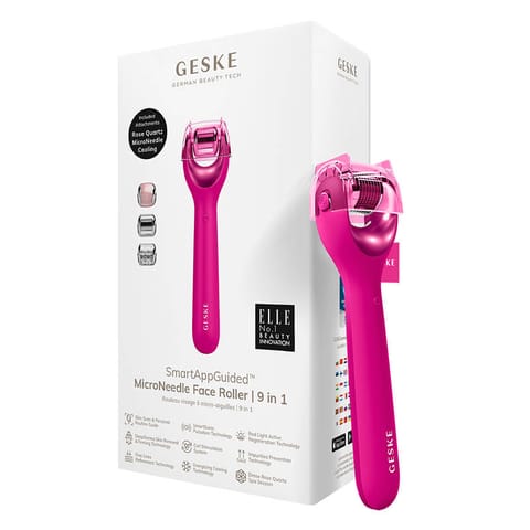 ⁨Roller do mezoterapii igłowej twarzy 9w1 Geske z Aplikacją (magenta)⁩ w sklepie Wasserman.eu