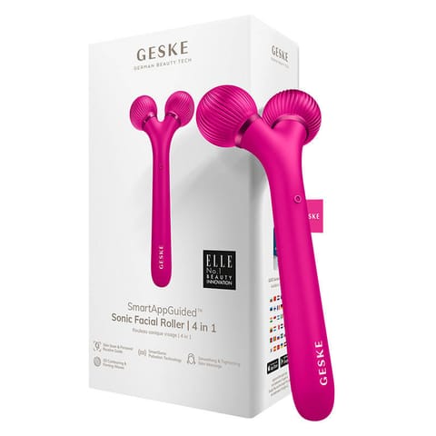⁨Roller soniczny do twarzy 4w1 Geske z Aplikacją (magenta)⁩ w sklepie Wasserman.eu