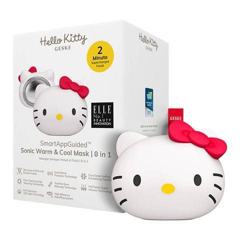 Soniczny masażer do twarzy Cool & Warm 8w1 Geske z Aplikacją (Hello Kitty starlight) w sklepie Wasserman.eu