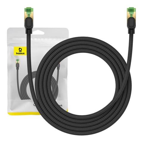 ⁨Kabel sieciowy w oplocie kat. 8 Baseus Ethernet RJ45, 40Gbps, 2m (czarny)⁩ w sklepie Wasserman.eu
