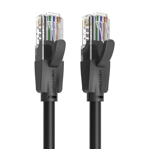 ⁨Kabel sieciowy UTP CAT6 Vention IBEBG RJ45 Ethernet 1000Mbps 1,5m czarny⁩ w sklepie Wasserman.eu