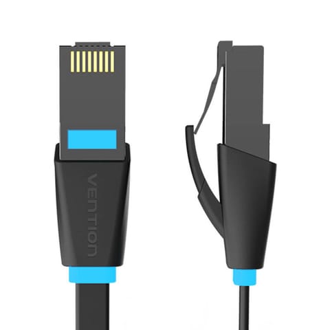 ⁨Płaski kabel sieciowy UTP CAT6 Vention IBJBF RJ45 Ethernet 1000Mbps 1m czarny⁩ w sklepie Wasserman.eu