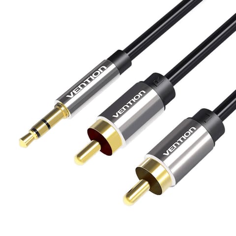 ⁨Kabel audio 3,5mm do 2x RCA Vention BCFBI 3m czarny⁩ w sklepie Wasserman.eu