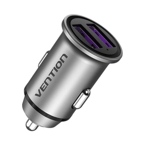 ⁨Ładowarka samochodowa 2x USB Vention FFEH0 30W szara⁩ w sklepie Wasserman.eu
