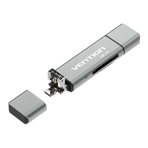 ⁨Wielofunkcyjny czytnik kart USB2.0 Vention CCJH0 szary⁩ w sklepie Wasserman.eu