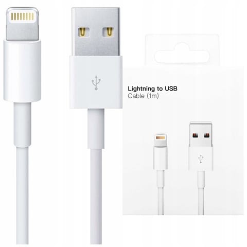 ⁨Kabel 1m Lightning do USB-A USB do Apple iPhone, iPad, iPod BOX Biały⁩ w sklepie Wasserman.eu
